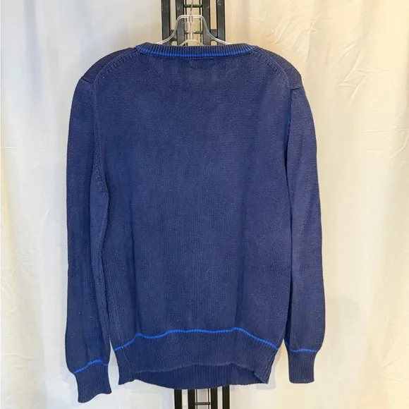 Men's Blue Crewneck Sweater with Flag Design - Picture 3 of 4
